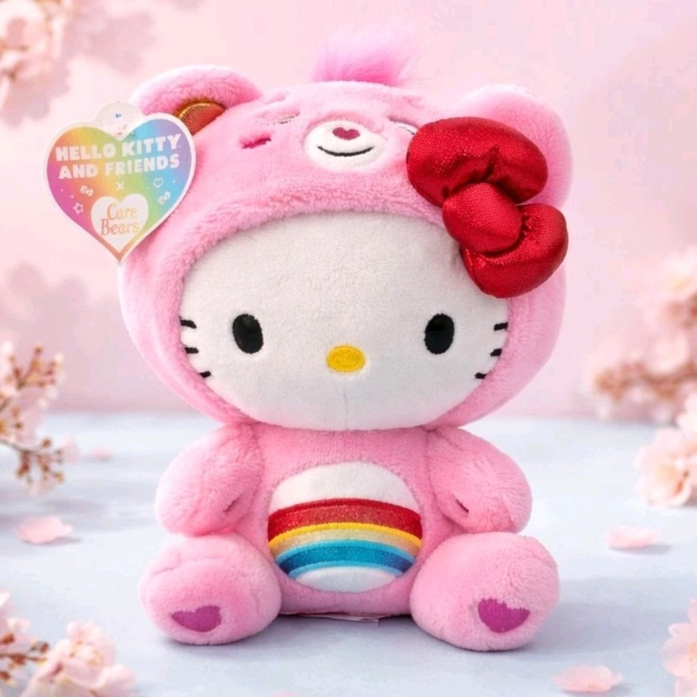 HELLO KITTY and Friends Care Bears 2023 Cheer Bear Pink Soft Plush